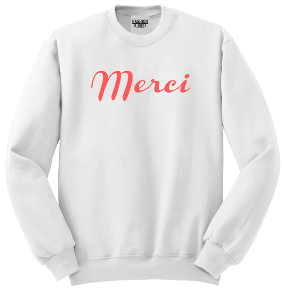 Merci Thank You French White Crewneck Sweatshirt
