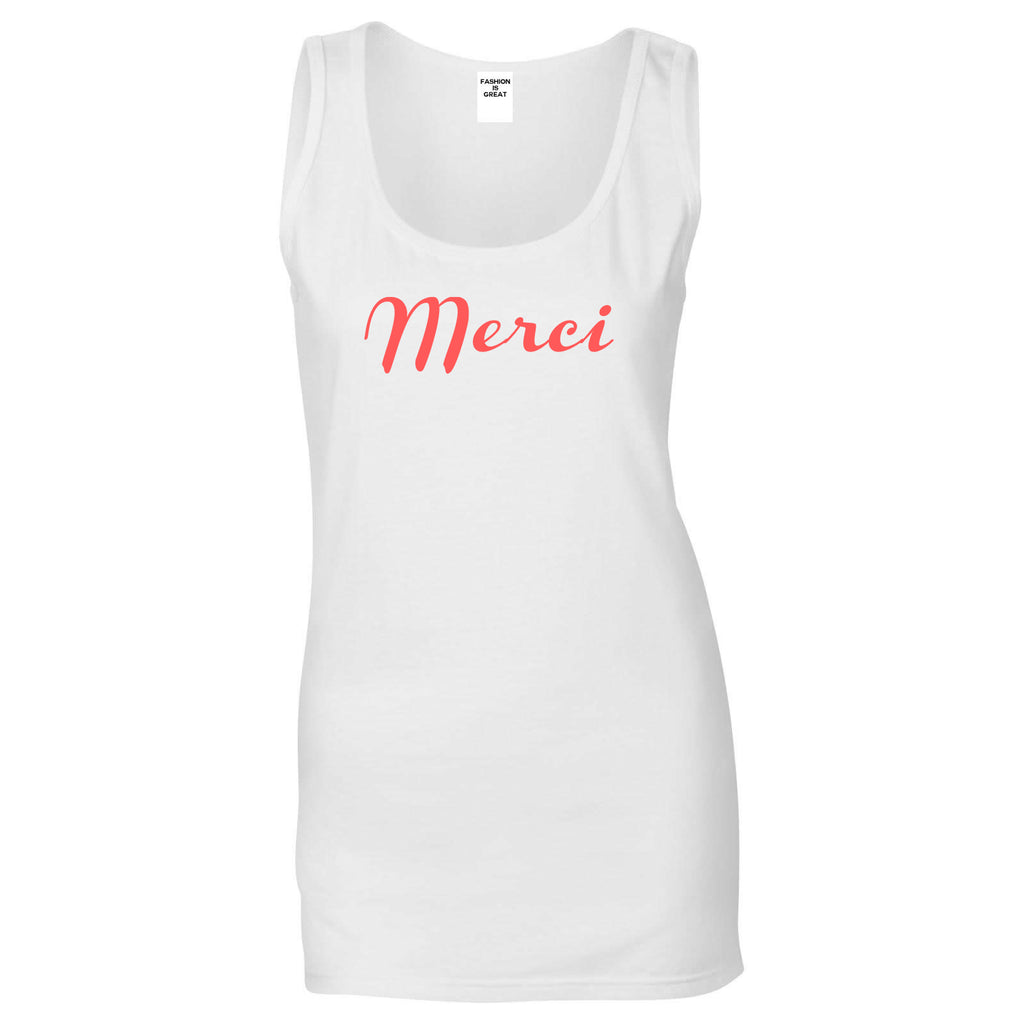 Merci Thank You French White Tank Top