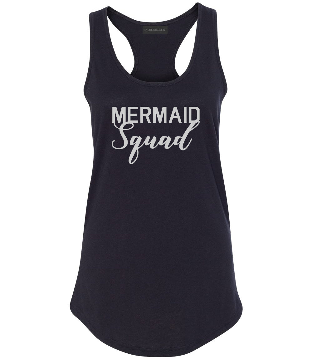 Mermaid Squad Bachelorette Party Black Racerback Tank Top