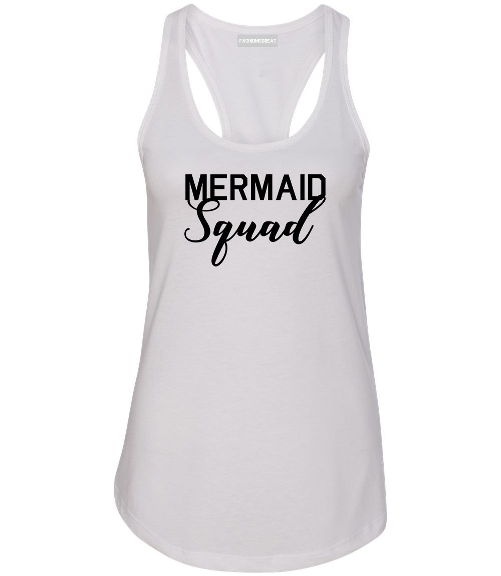 Mermaid Squad Bachelorette Party White Racerback Tank Top