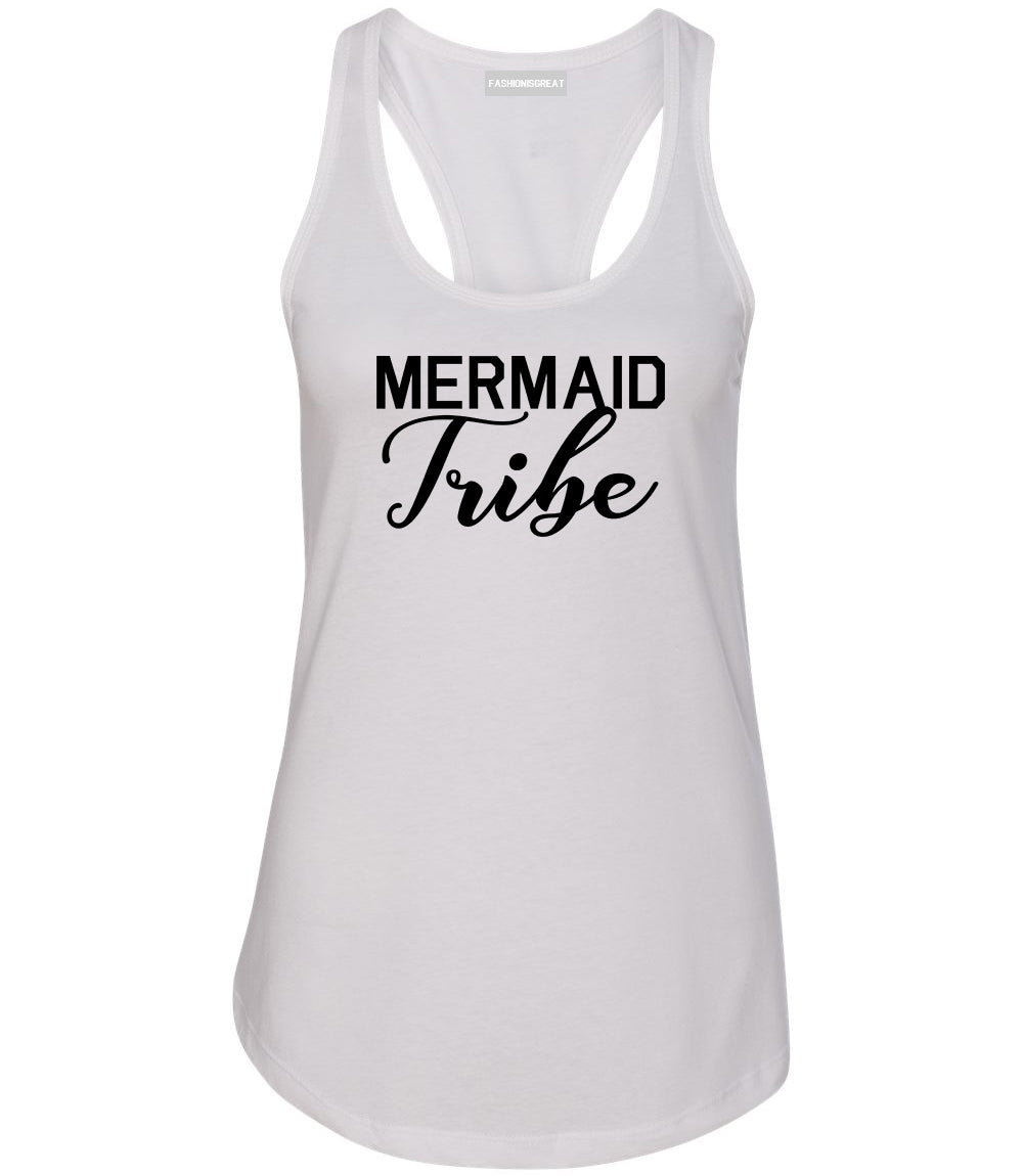 Mermaid Tribe Bachelorette Party White Racerback Tank Top