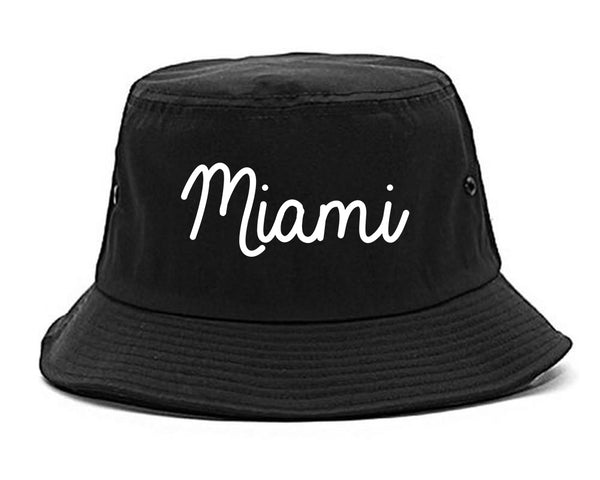 Miami Florida Script Chest black Bucket Hat