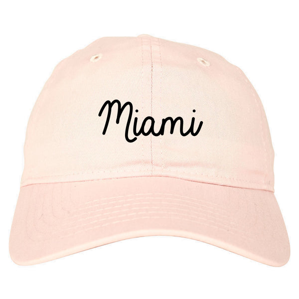 Miami Florida Script Chest pink dad hat