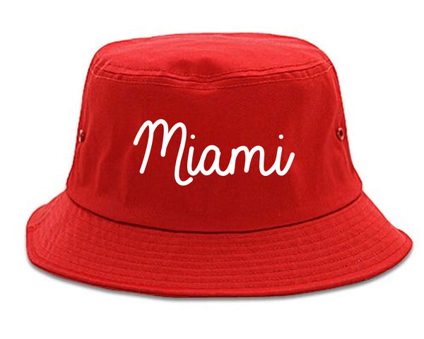 Miami Florida Script Chest red Bucket Hat