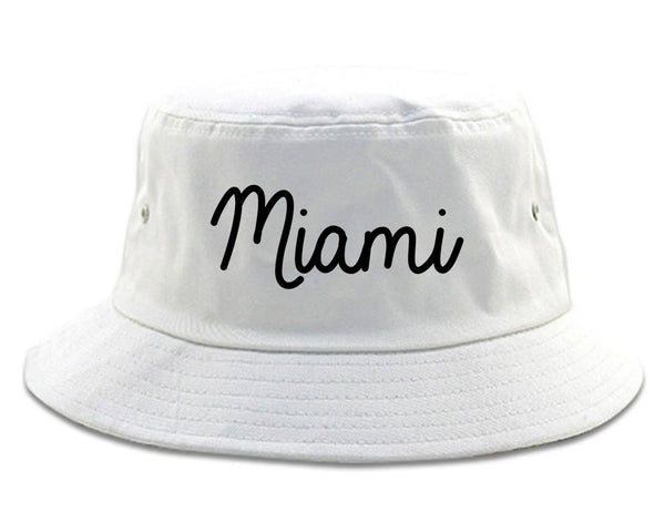 Miami Florida Script Chest white Bucket Hat