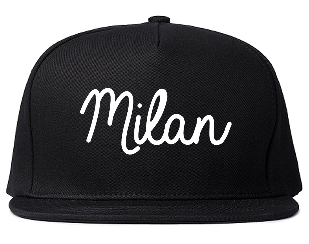 Milan Italy Script Chest Black Snapback Hat