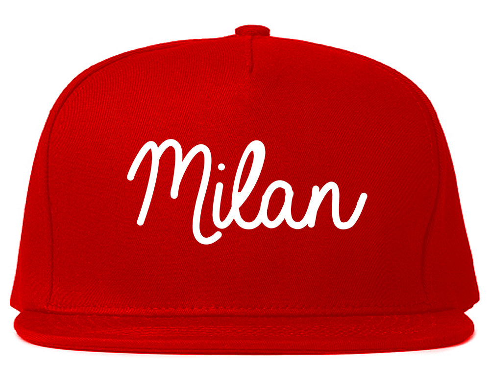 Milan Italy Script Chest Red Snapback Hat