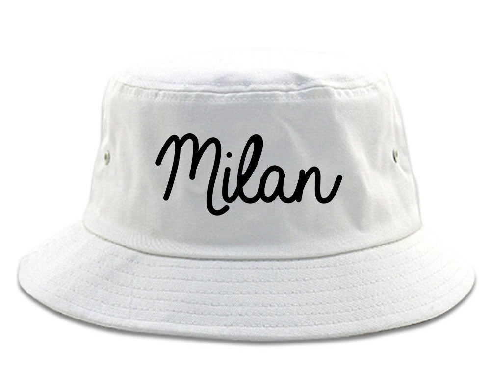 Milan Italy Script Chest white Bucket Hat