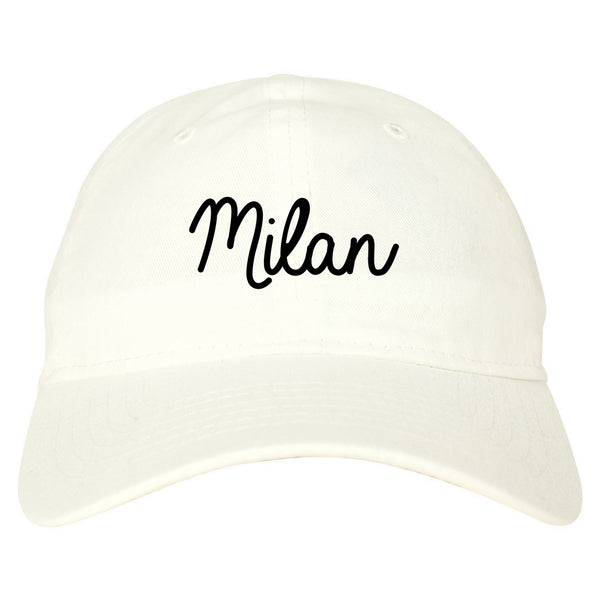 Milan Italy Script Chest white dad hat