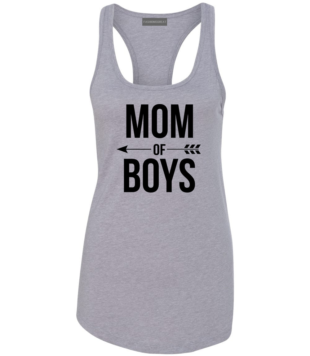 Mom Of Boys Arrow Grey Womens Racerback Tank Top