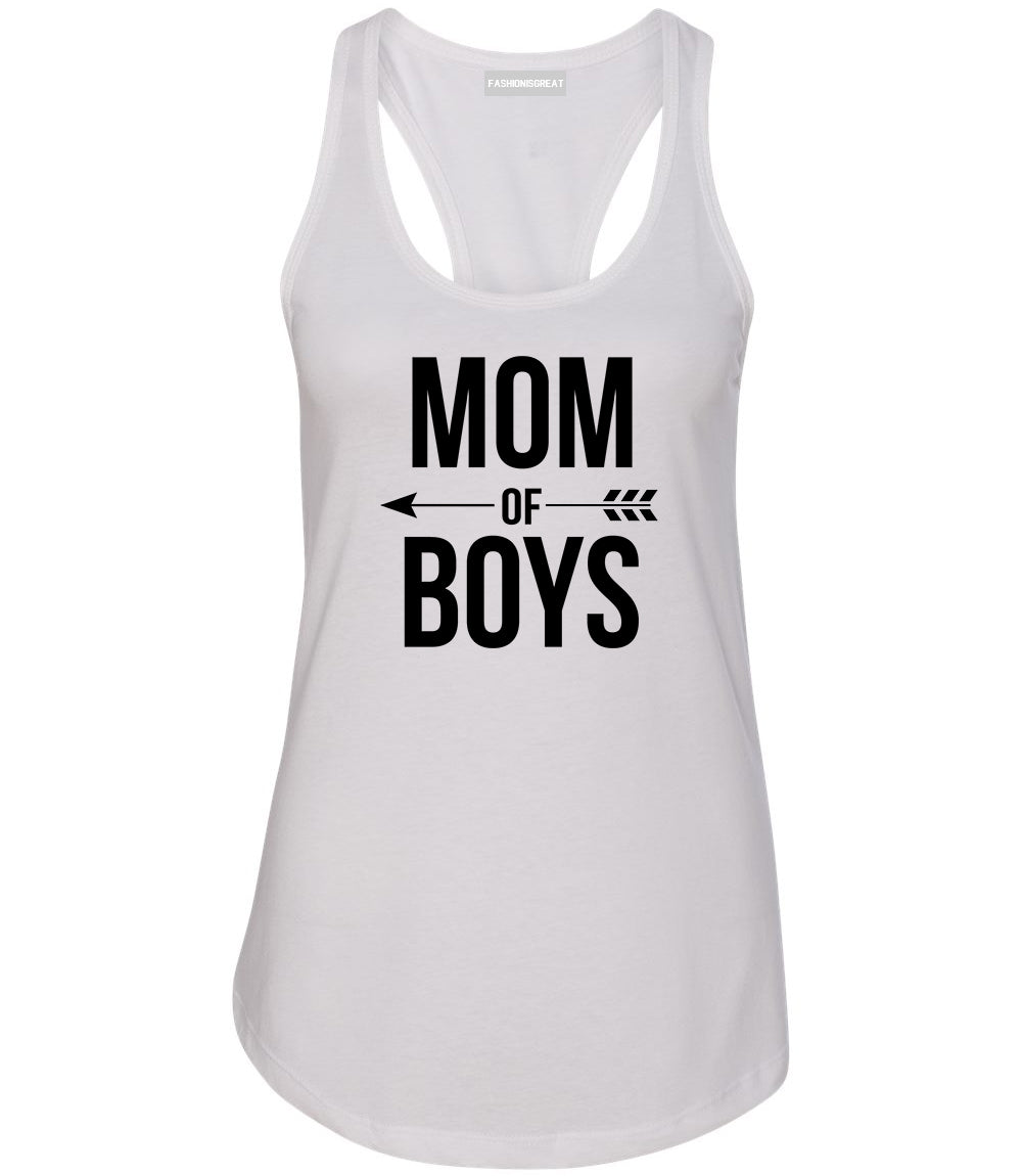 Mom Of Boys Arrow White Womens Racerback Tank Top