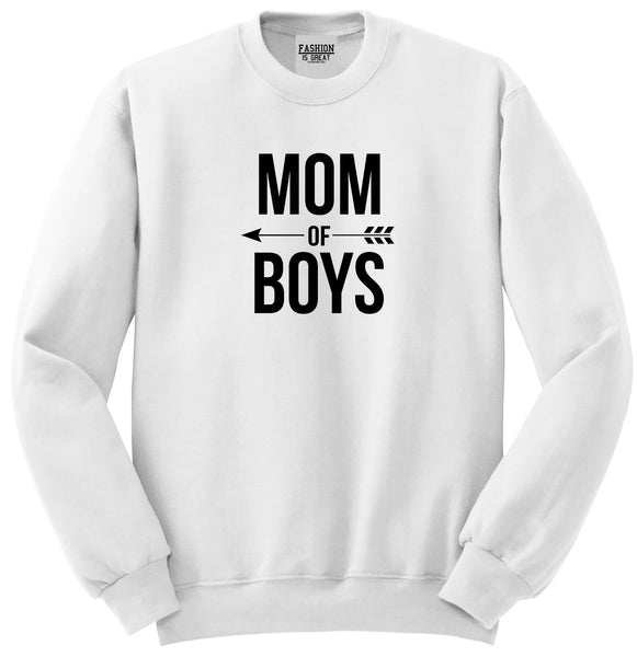 Mom Of Boys Arrow White Womens Crewneck Sweatshirt