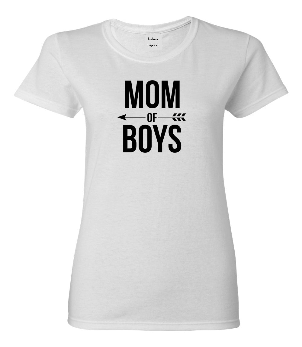 Mom Of Boys Arrow White Womens T-Shirt