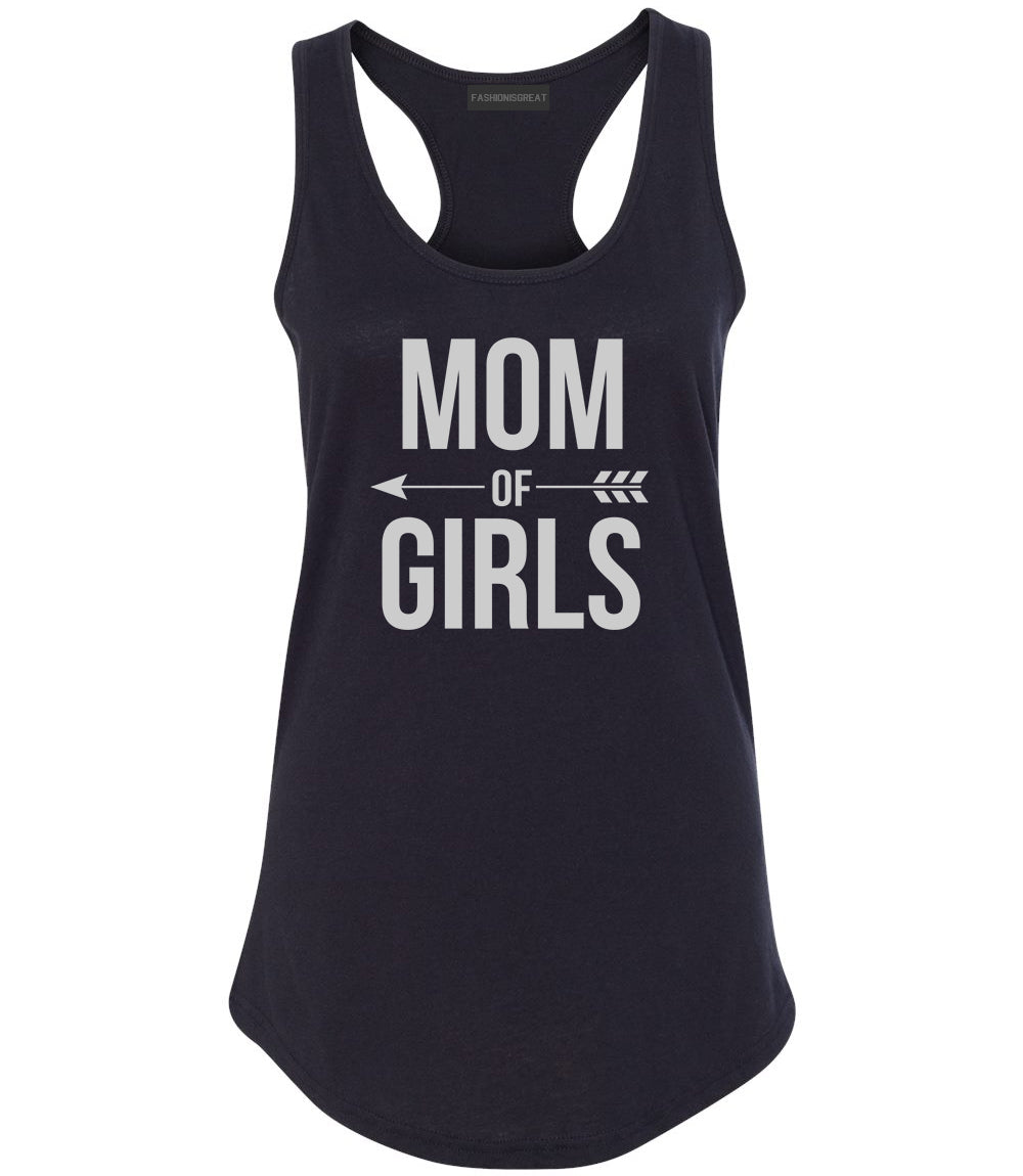 Mom Of Girls Arrow Black Womens Racerback Tank Top