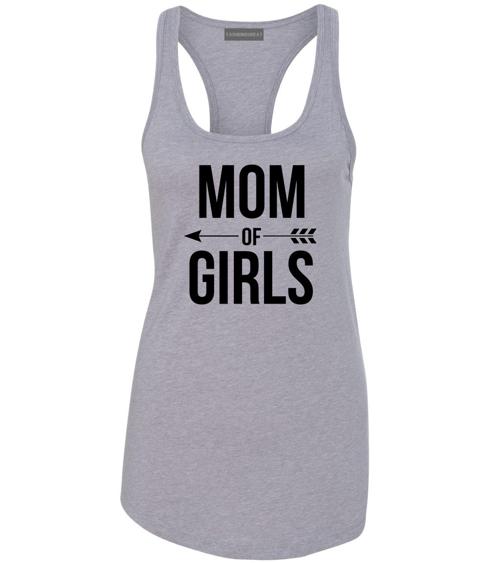 Mom Of Girls Arrow Grey Womens Racerback Tank Top