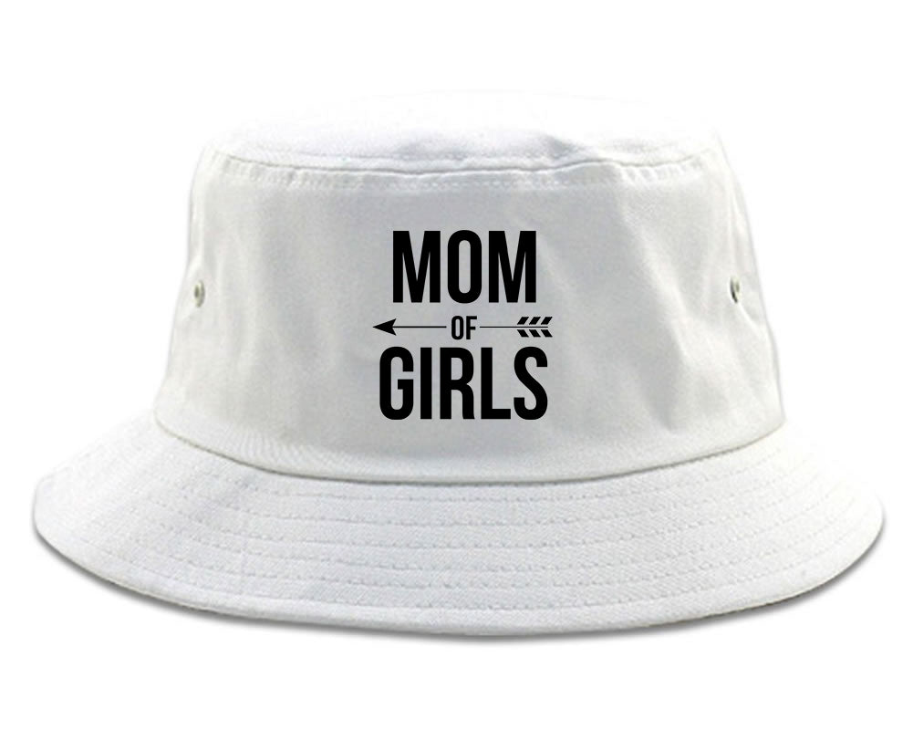 Mom Of Girls Arrow white Bucket Hat