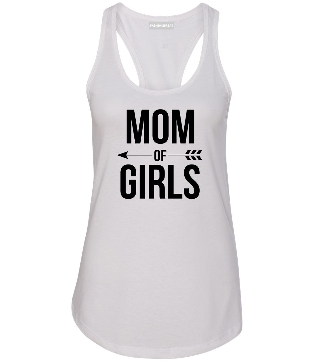 Mom Of Girls Arrow White Womens Racerback Tank Top