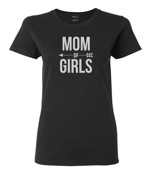 Mom Of Girls Arrow Black Womens T-Shirt