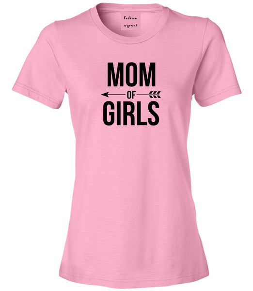 Mom Of Girls Arrow Pink Womens T-Shirt