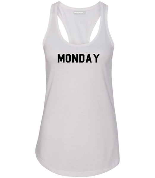 Monday Days Of The Week White Womens Racerback Tank Top