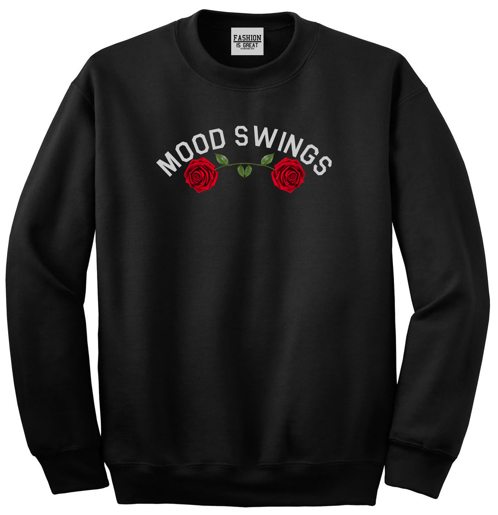 Mood Swings Roses Black Womens Crewneck Sweatshirt