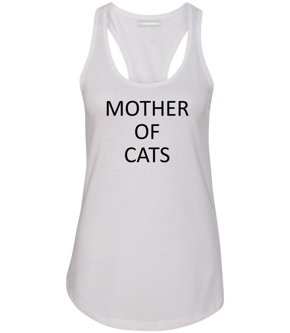 Mother Of Cats Cat Lover White Racerback Tank Top
