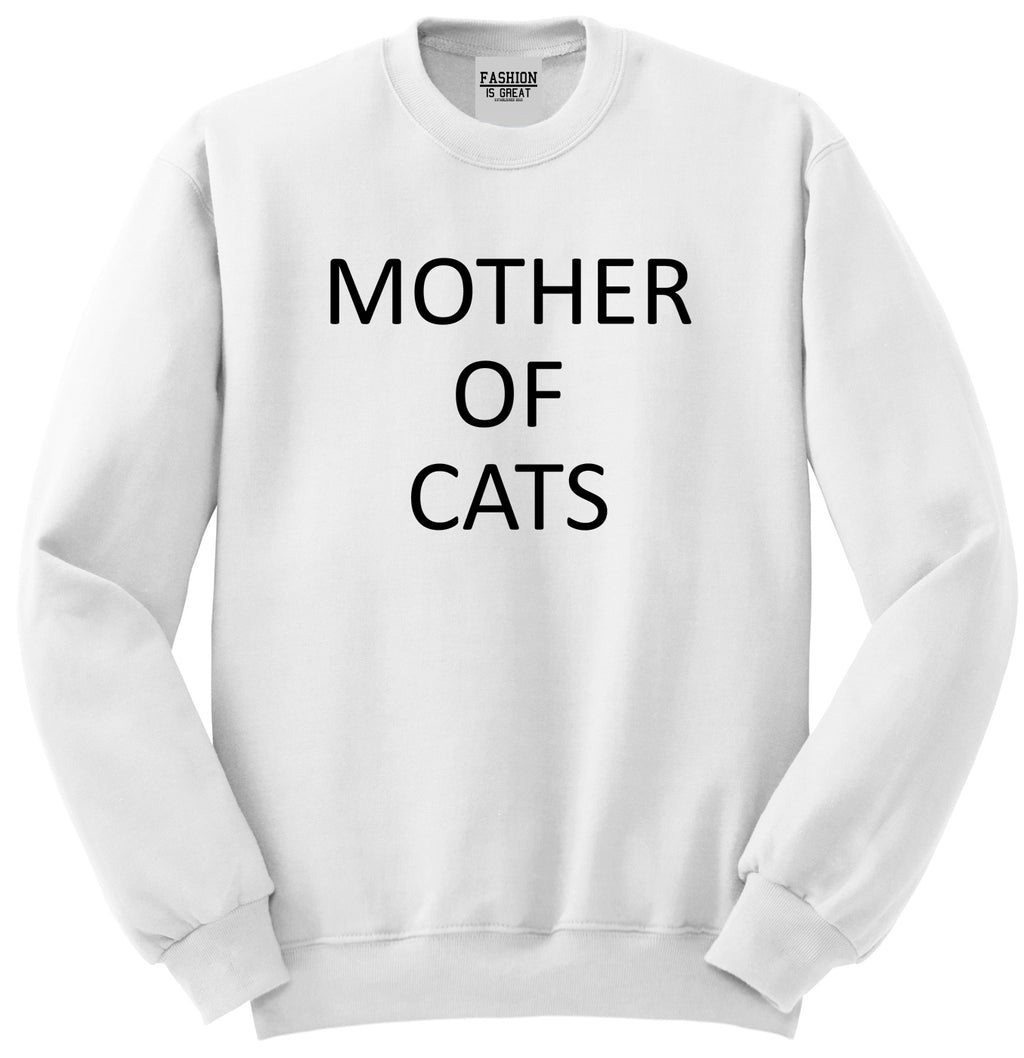 Mother Of Cats Cat Lover White Crewneck Sweatshirt