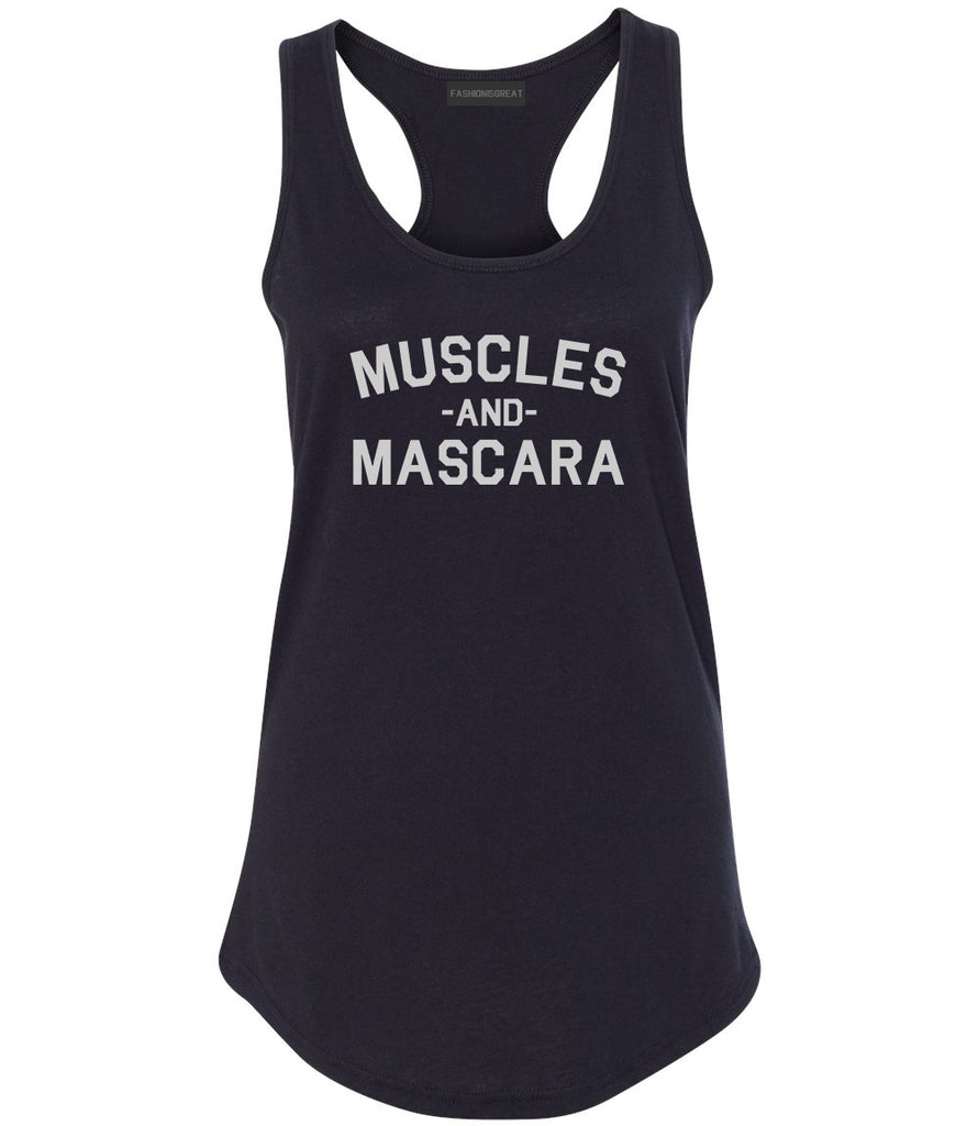 Muscles And Mascara Workout Gym Black Racerback Tank Top