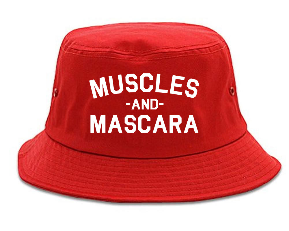 Muscles And Mascara Workout Gym Red Bucket Hat