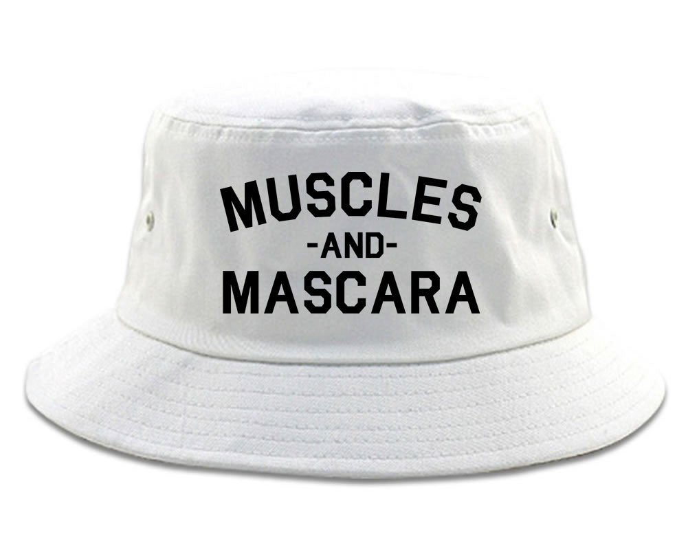 Muscles And Mascara Workout Gym White Bucket Hat