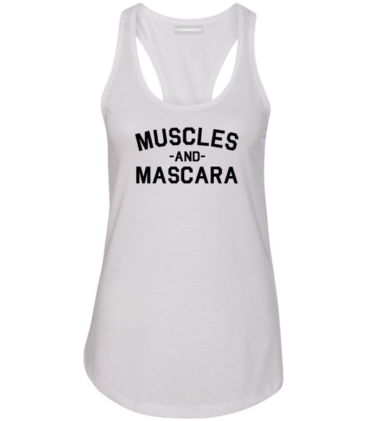 Muscles And Mascara Workout Gym White Racerback Tank Top