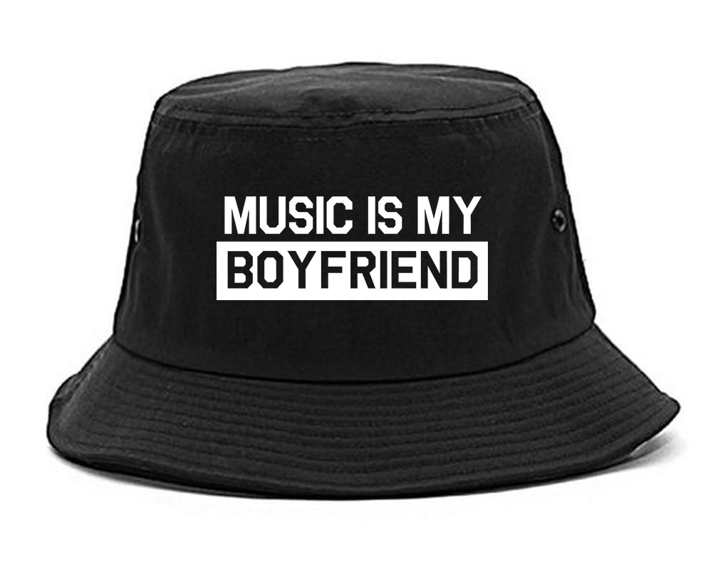 Music Is My Boyfriend Black Bucket Hat