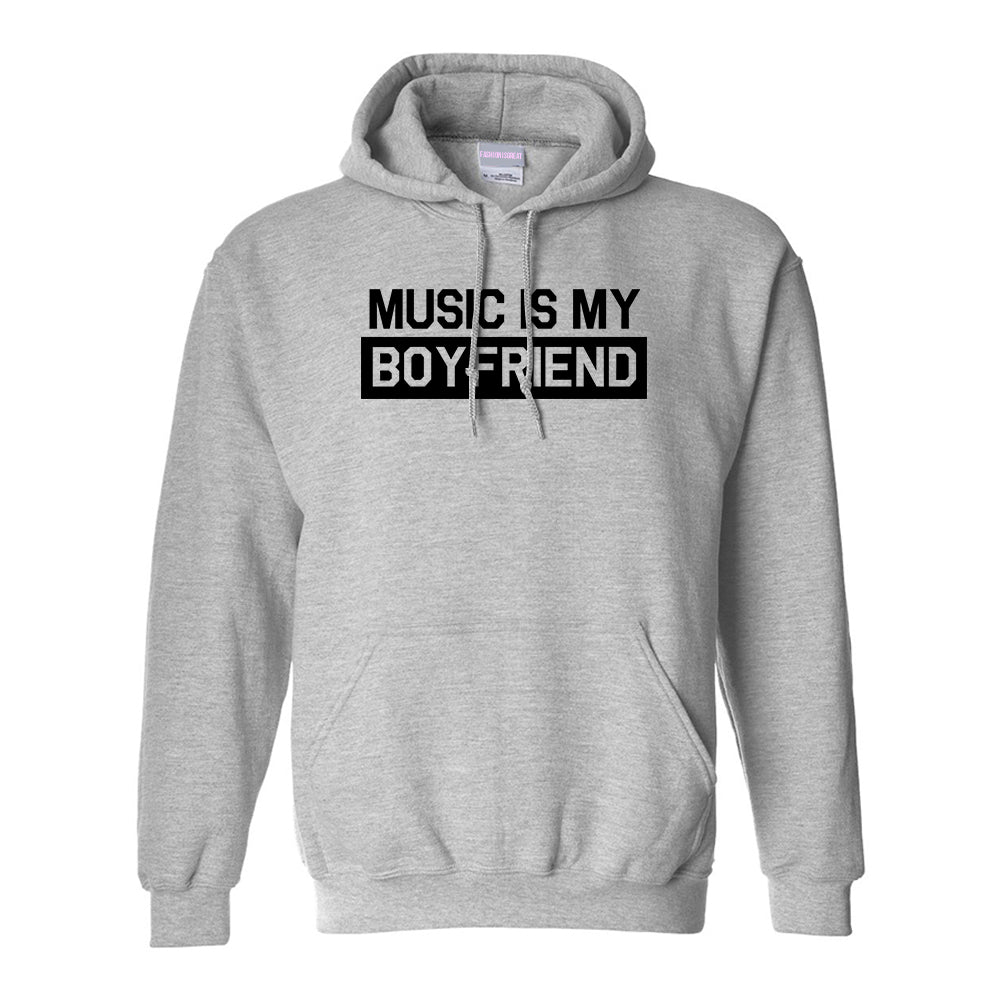 Music Is My Boyfriend Grey Pullover Hoodie