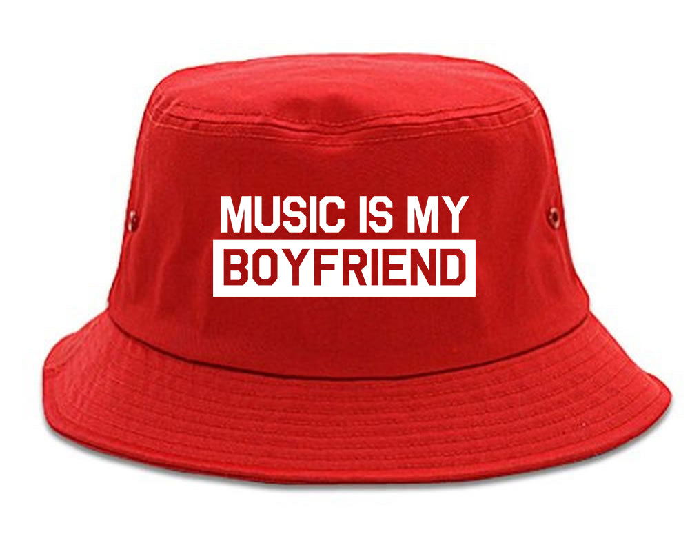 Music Is My Boyfriend Red Bucket Hat