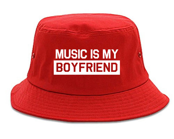 Music Is My Boyfriend Red Bucket Hat