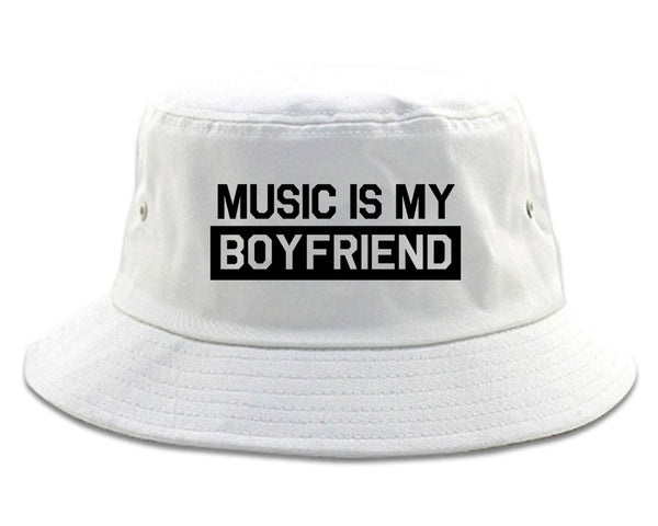 Music Is My Boyfriend White Bucket Hat