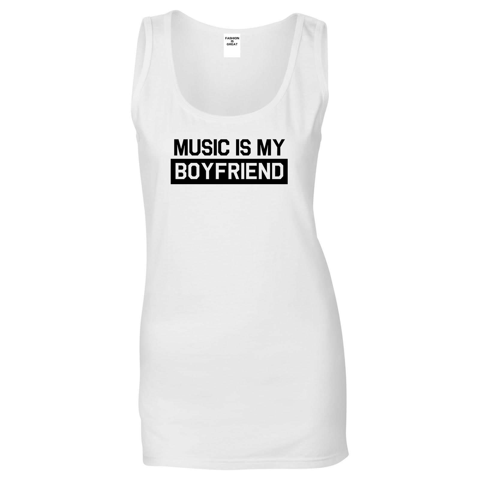 Music Is My Boyfriend White Tank Top