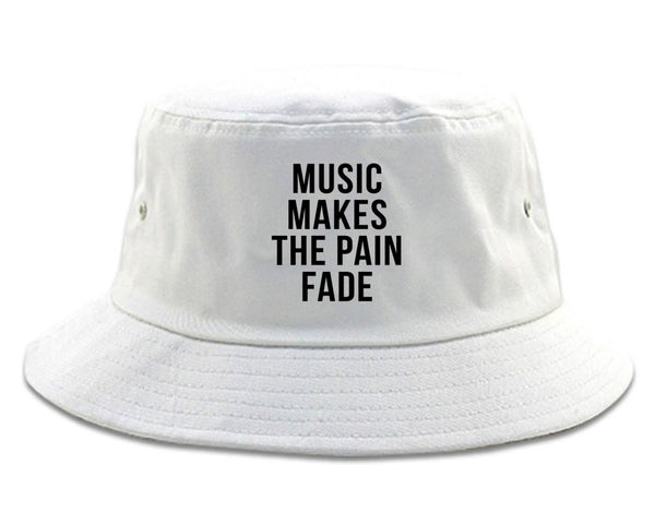 Music Makes The Pain Fade Bucket Hat White