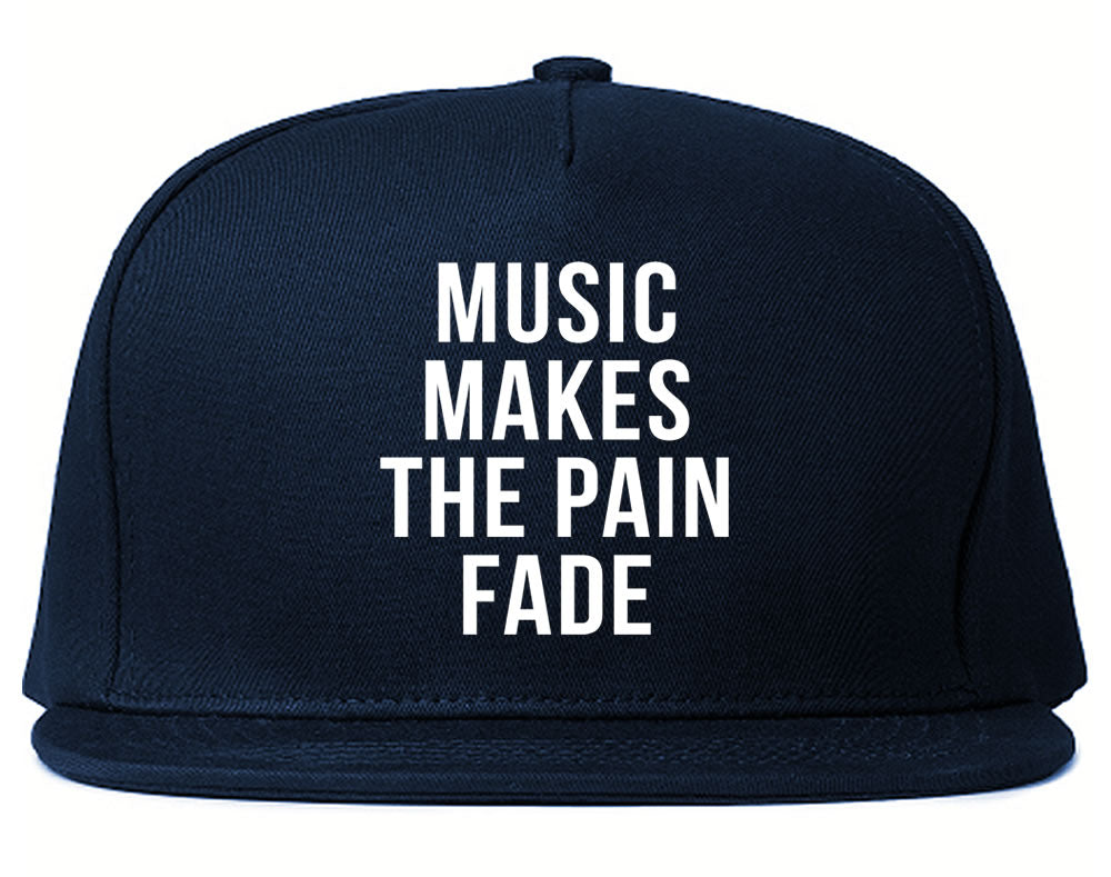 Music Makes The Pain Fade Snapback Hat Blue