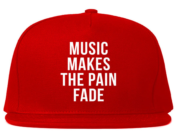 Music Makes The Pain Fade Snapback Hat Red
