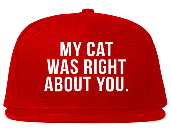 My Cat Was Right About You Pet Lover Snapback Hat Red