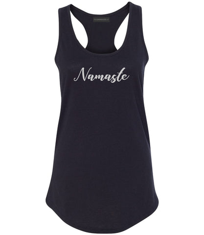 Namaste Yoga Script Black Womens Racerback Tank Top