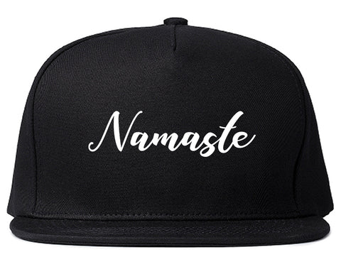 Namaste Yoga Script Black Snapback Hat