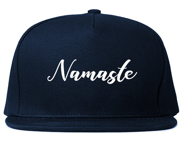 Namaste Yoga Script Blue Snapback Hat