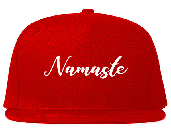 Namaste Yoga Script Red Snapback Hat
