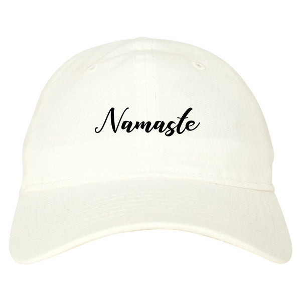 Namaste Yoga Script white dad hat