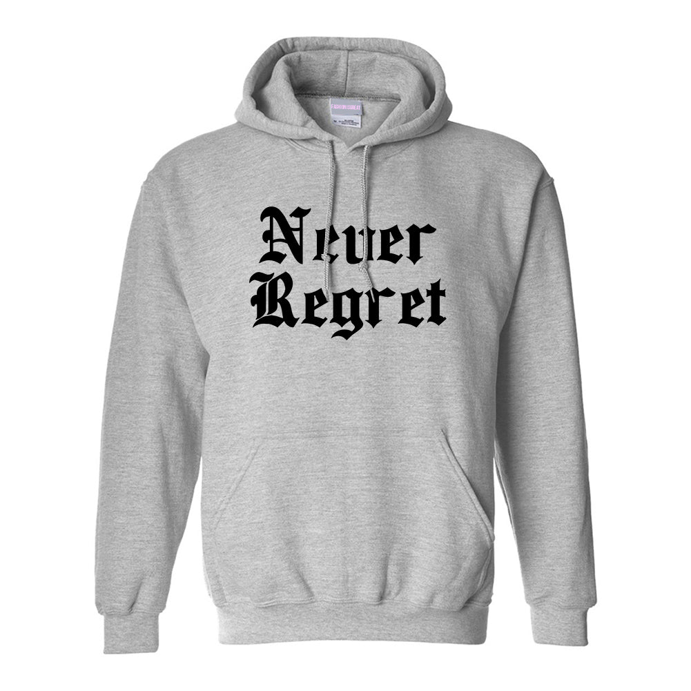 Never Regret Grey Womens Pullover Hoodie