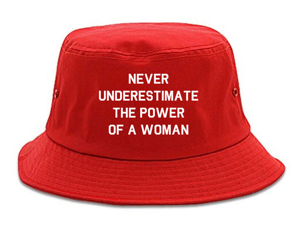 Never Underestimate The Power Of A Woman Bucket Hat Red