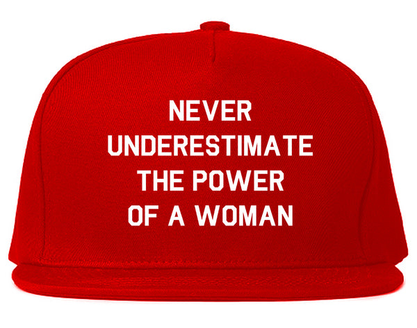 Never Underestimate The Power Of A Woman Snapback Hat Red