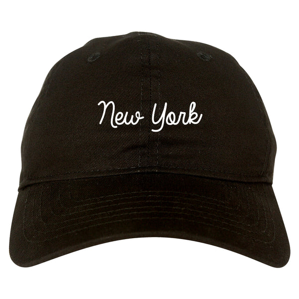New York NY Script Chest black dad hat